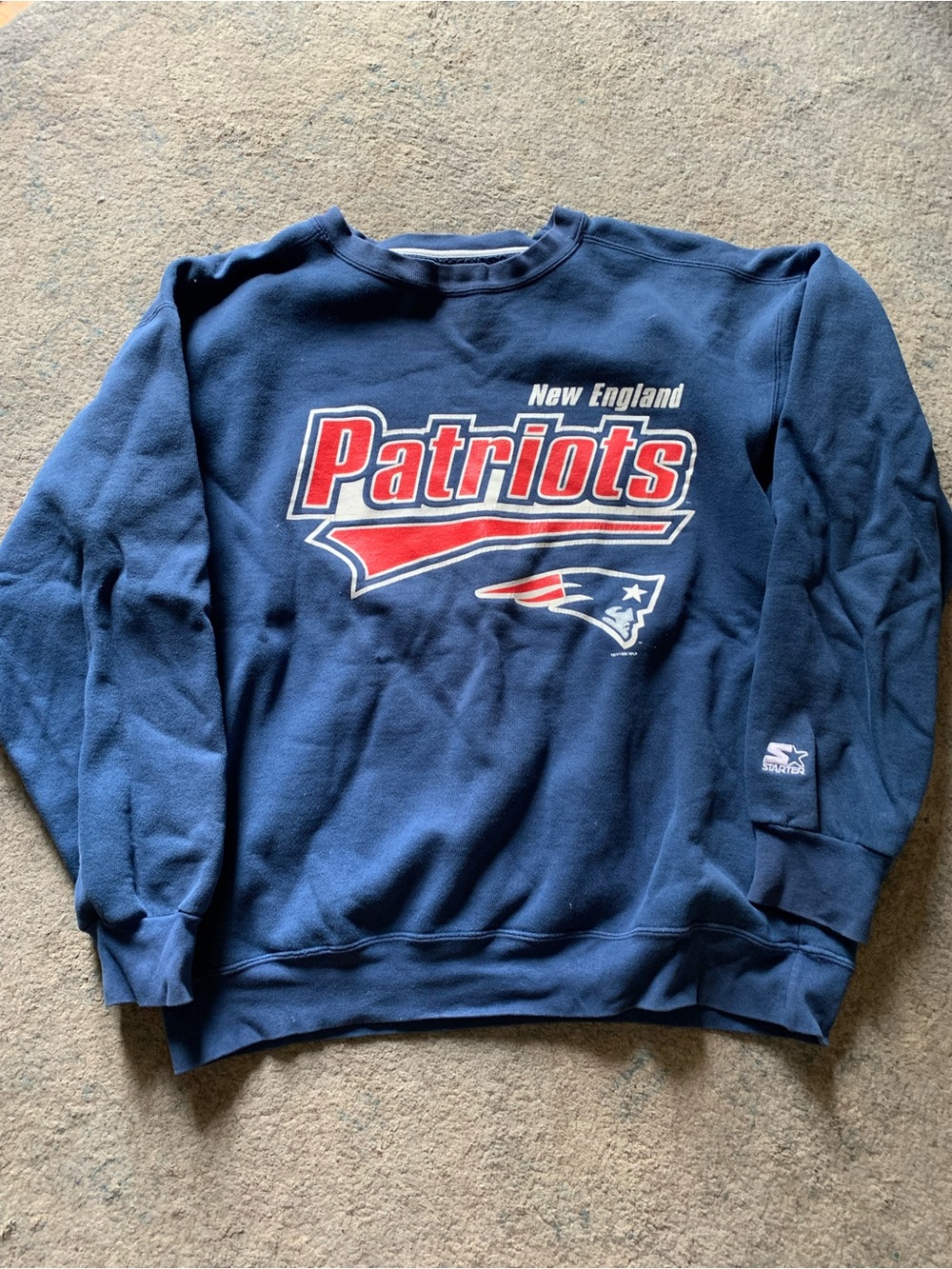 New England Patriots Navy Crewneck Sweatshirt Vintage Starter
